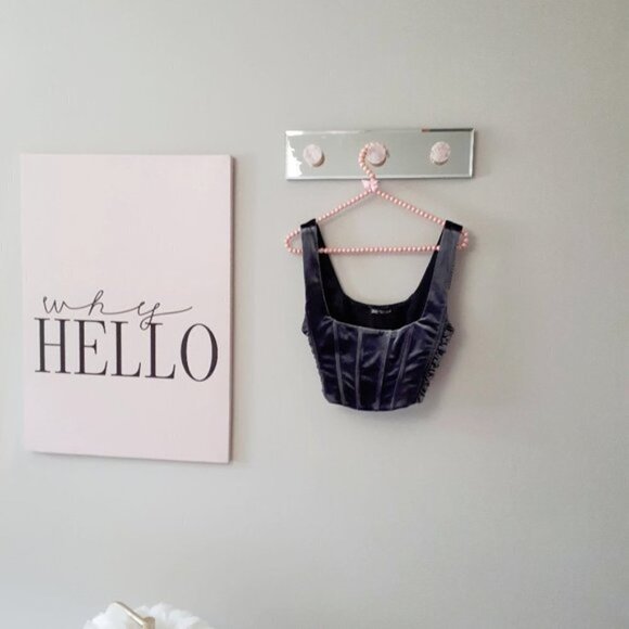 NWT Zara grey crushed velvet corset cropped top, XS - Picture 7 of 10